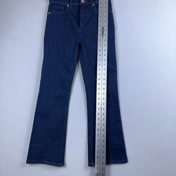 Loft The Kick Crop Jeans Womens Size 24/00 Pintuck Mid Rise Dark Wash Blue - Picture 12 of 13